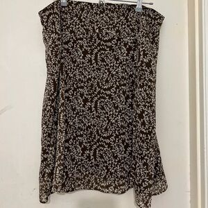 Brown and White Floral Strapless Dress